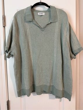 Goodfellow & Co Men’s Sage Green Sweater Polo Collar Pullover, XXL